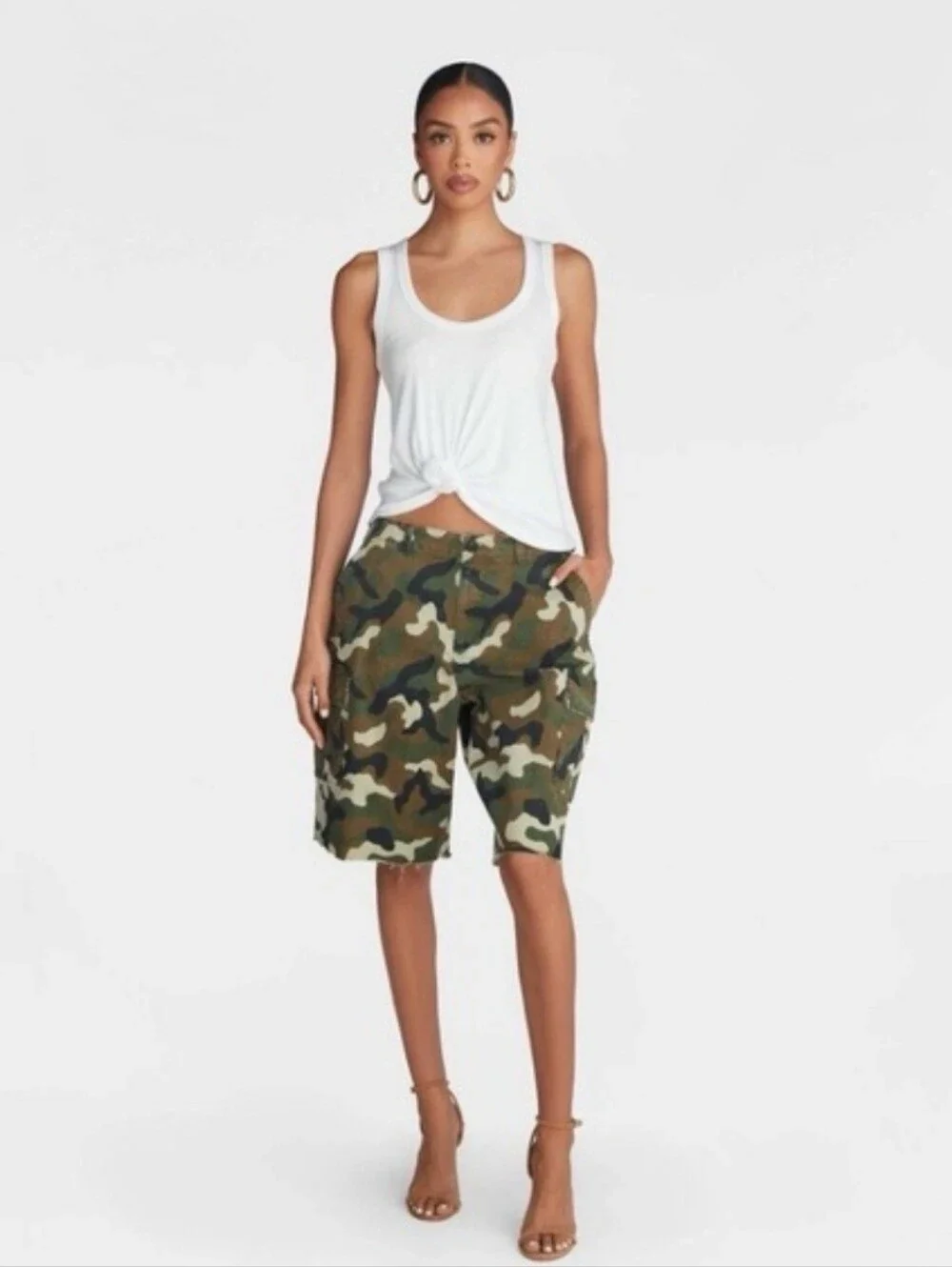 KBB by KAHLANA Camo Cargo Women's Shorts - Green Camo oversized